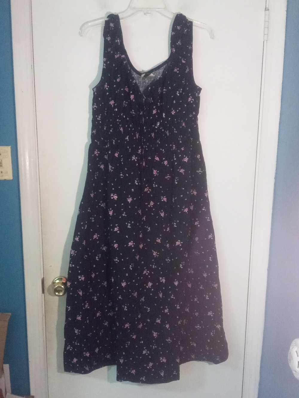 * Universal Thread Black Floral Midi Dress - Pink Print Large NWT $45